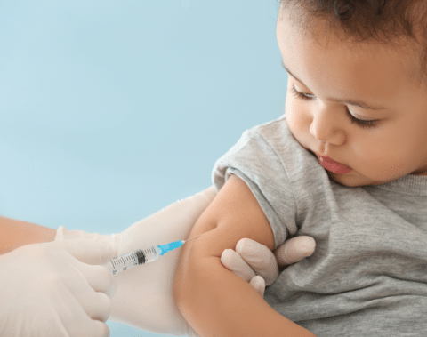 Baby getting vaccinated