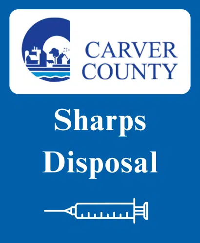 Carver County sharps disposal graphic.