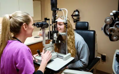 woman receiving eye examination at Lakeview Clinic in Waconia, Minnesota