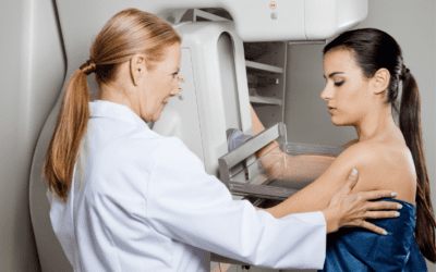 Woman getting mammogram Lakeview Clinic