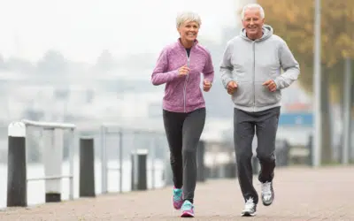 Older couple jogging.