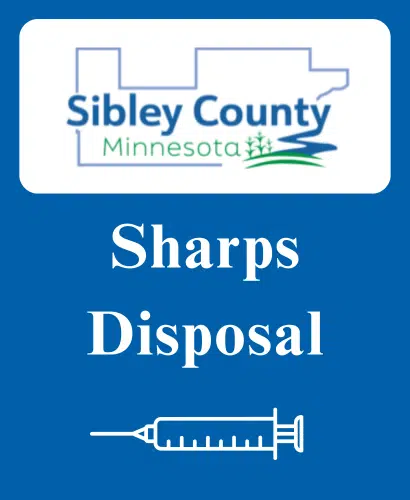Sibley County sharps disposal graphic.