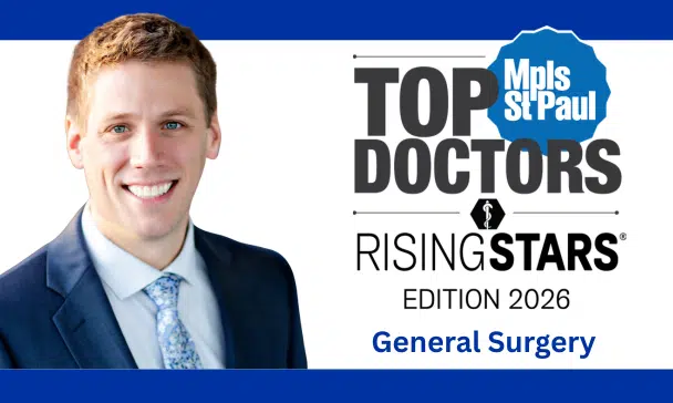 Lakeview Clinic General Surgeon Steven Turner alongside the Top Doctors Rising Star graphic.