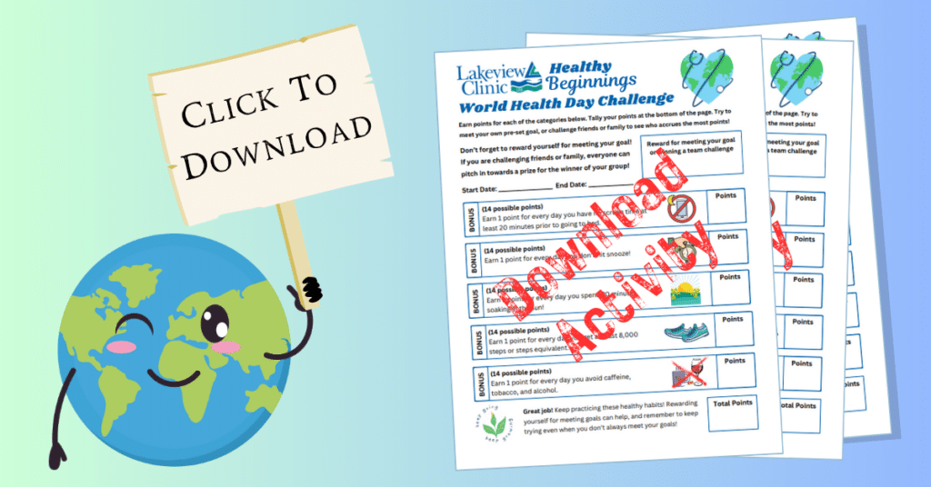 World Health Day image for printable activity download.